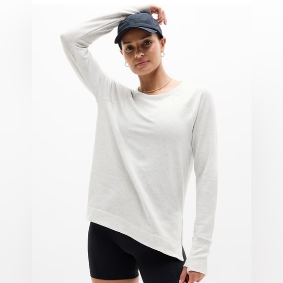 Athleta Coaster Luxe Recover Women's Heathered Gray Long Sleeve Top - Picture 1 of 5